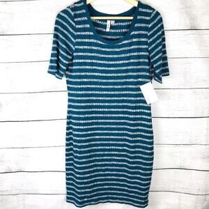 NEW! Kensie Striped Fitted Knit Sweater Dress M